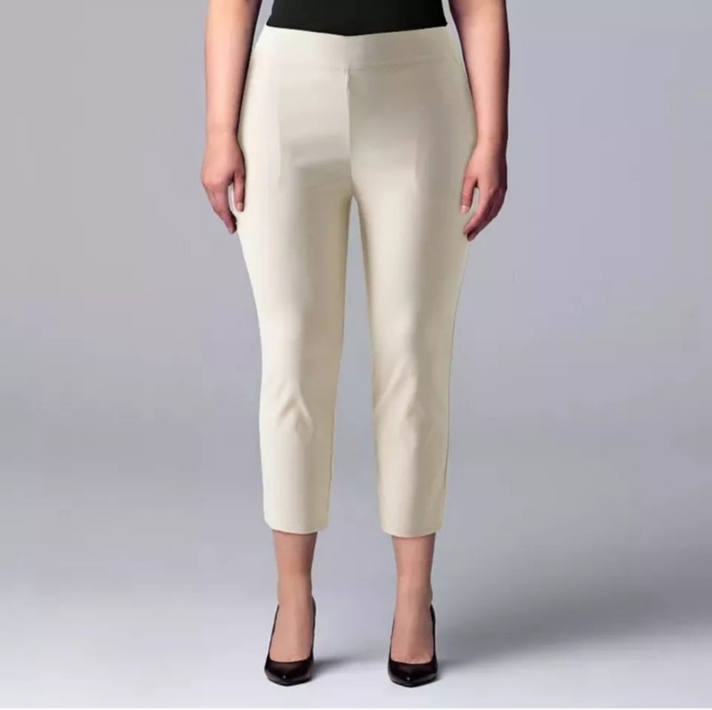 SIMPLY VERA VERA WANG Cream Pull On Crop Pants